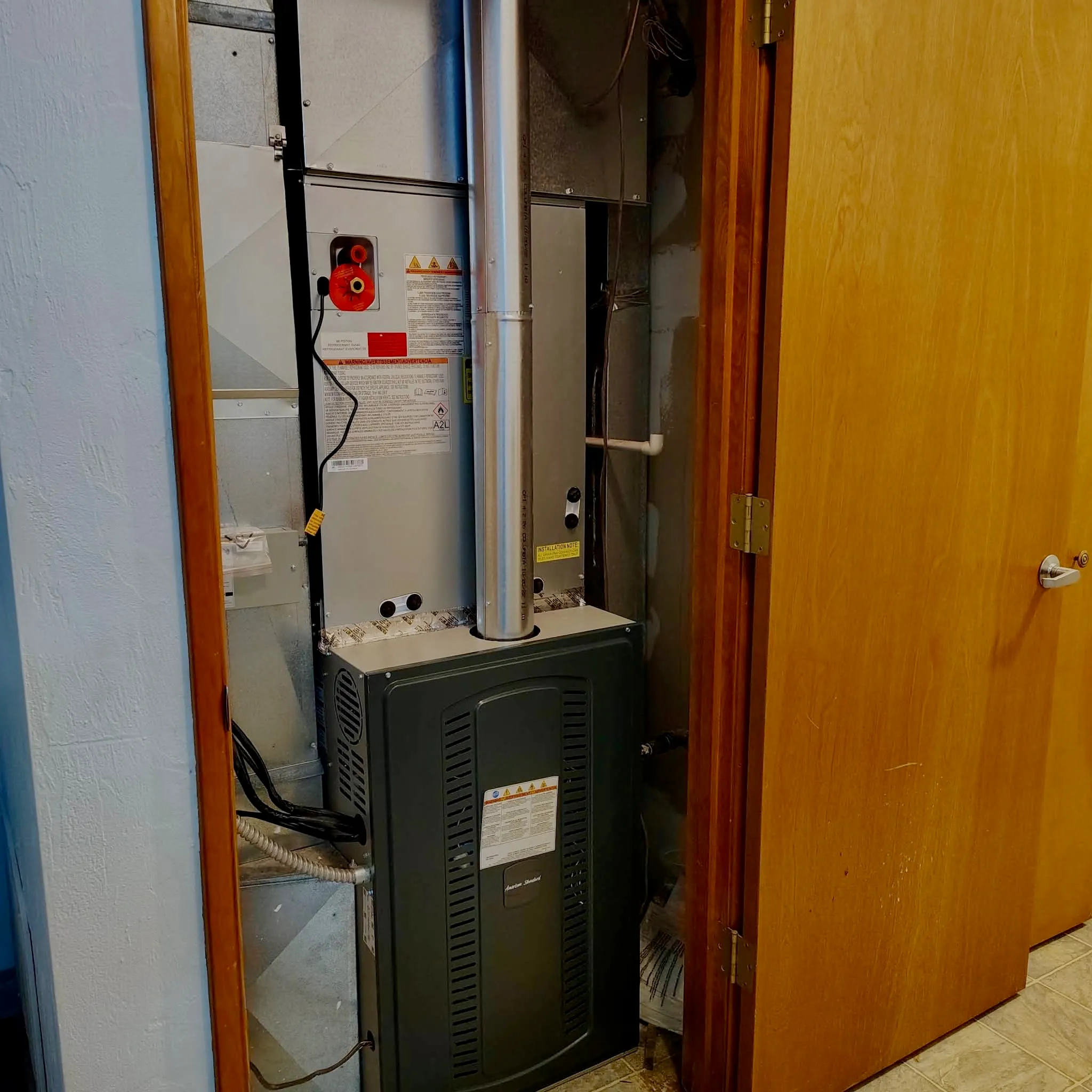 Residential heat exchanger accessed during a furnace service call